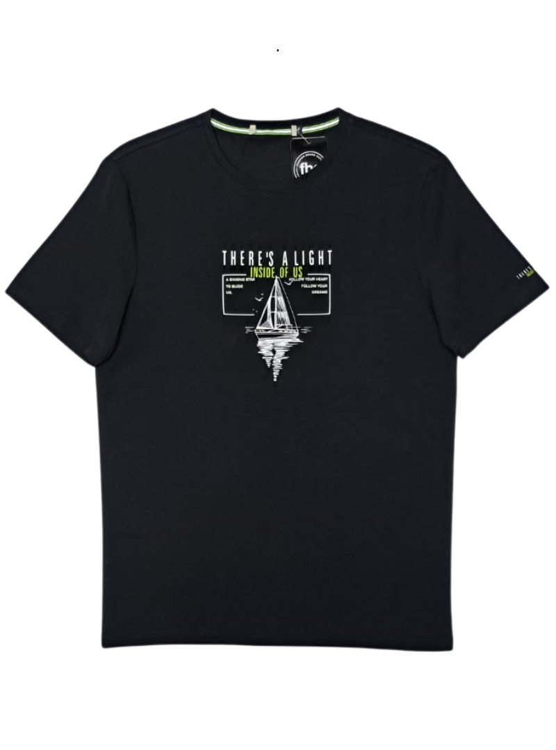International Brand #Cutlable Mens Printed Tee - Black
