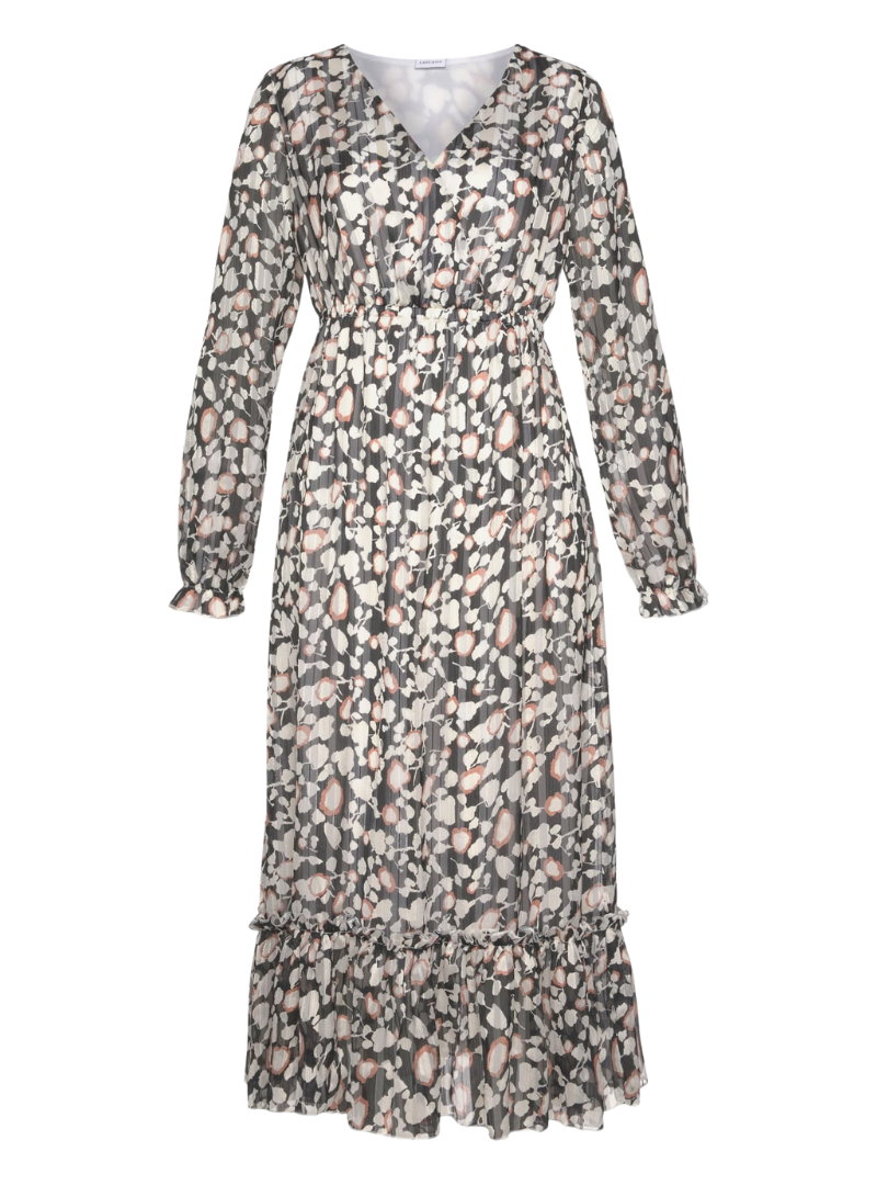 Lascana Ladies Printed Chiffon Dress - Black/Cream