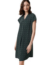 V-NECK DETAILED PATTERN DRESS