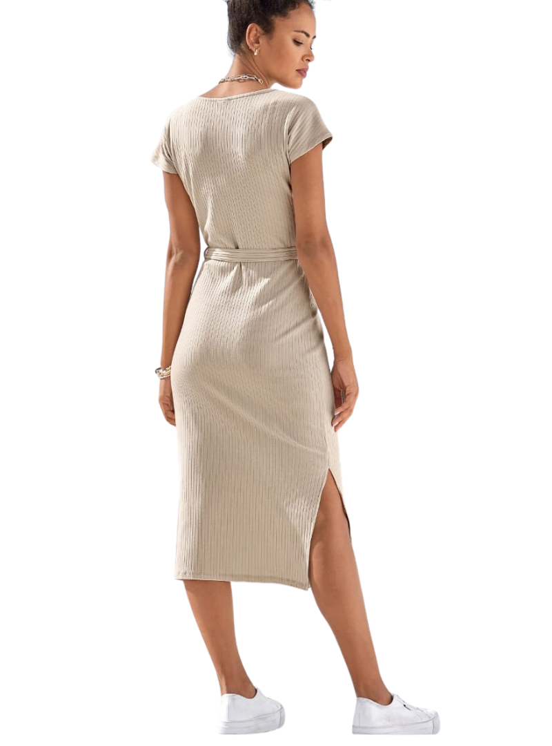 Lascana Ladies Ribbed Dress - Cream