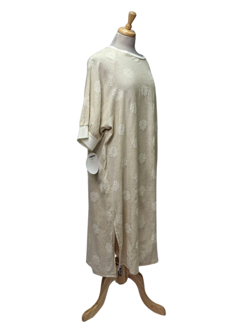 Made In Italy Ladies Leila Linen Dress - Beige