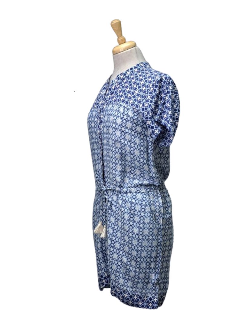 Ada Gatti Ladies Patterned Jumpsuit - Blue/White