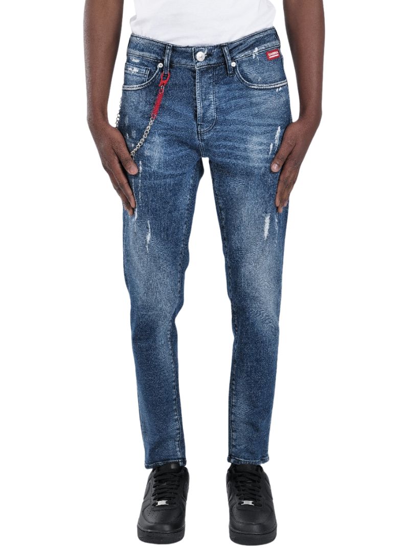 Gabbia Denim Mens Detailed Jeans - Blue