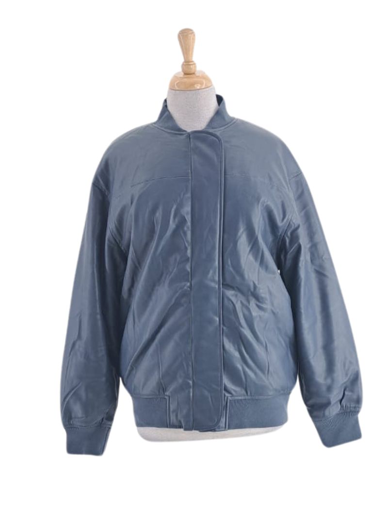 PLEATHER DRAMA BOMBER JACKET