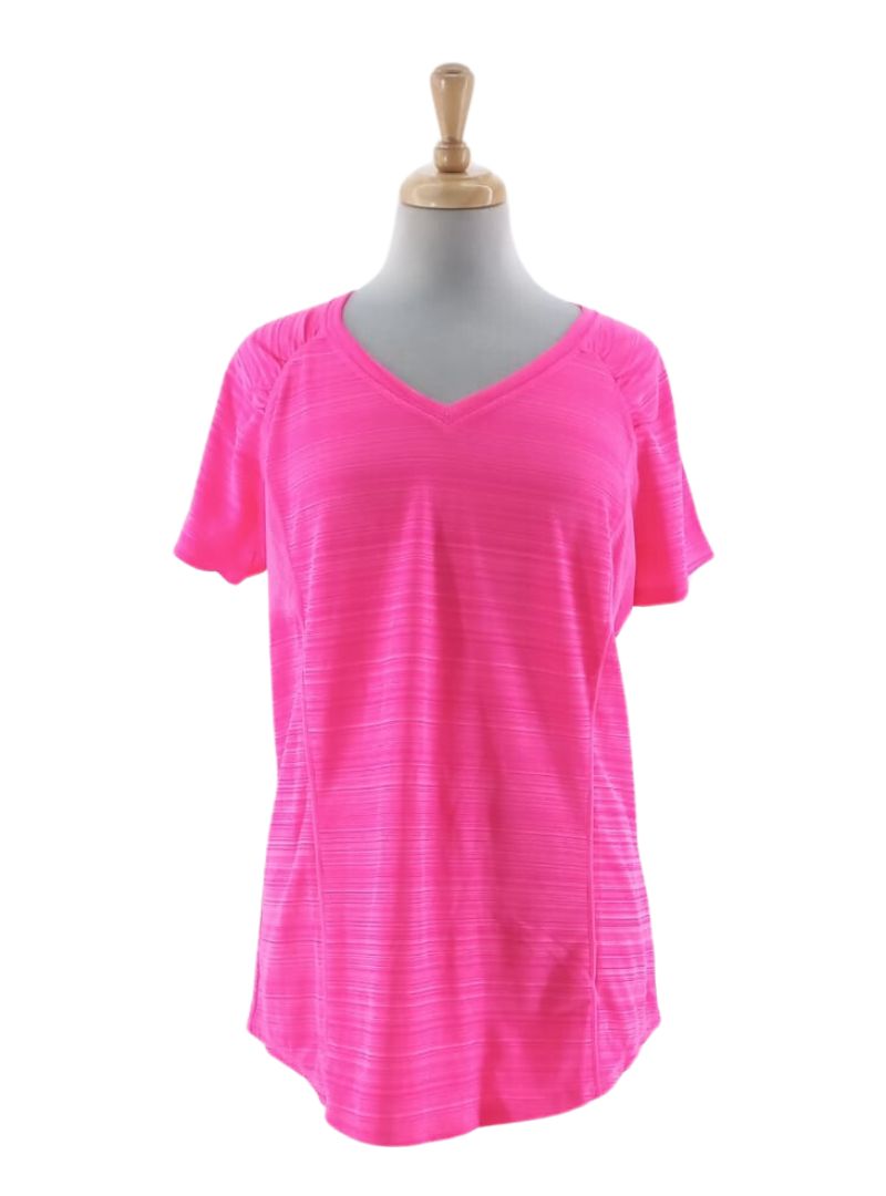 STRIPED ACTIVE V-NECK TEE