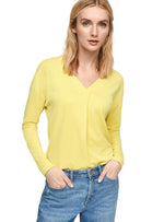 LONG SLEEVE SOLID V-NECK TOP