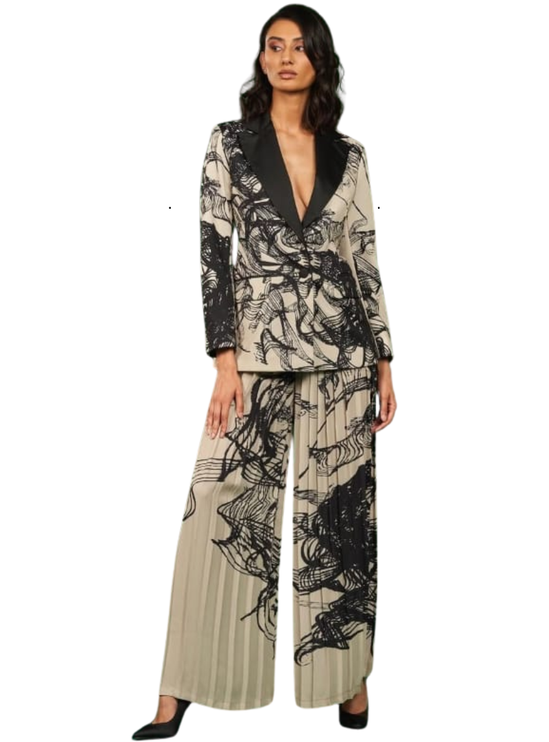 Vanessa Gounden Ladies Onyeka Formal Pants - Beige/Black