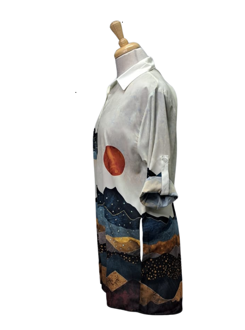 Fulushou Ladies Detailed Buttoned shirt - White/Navy