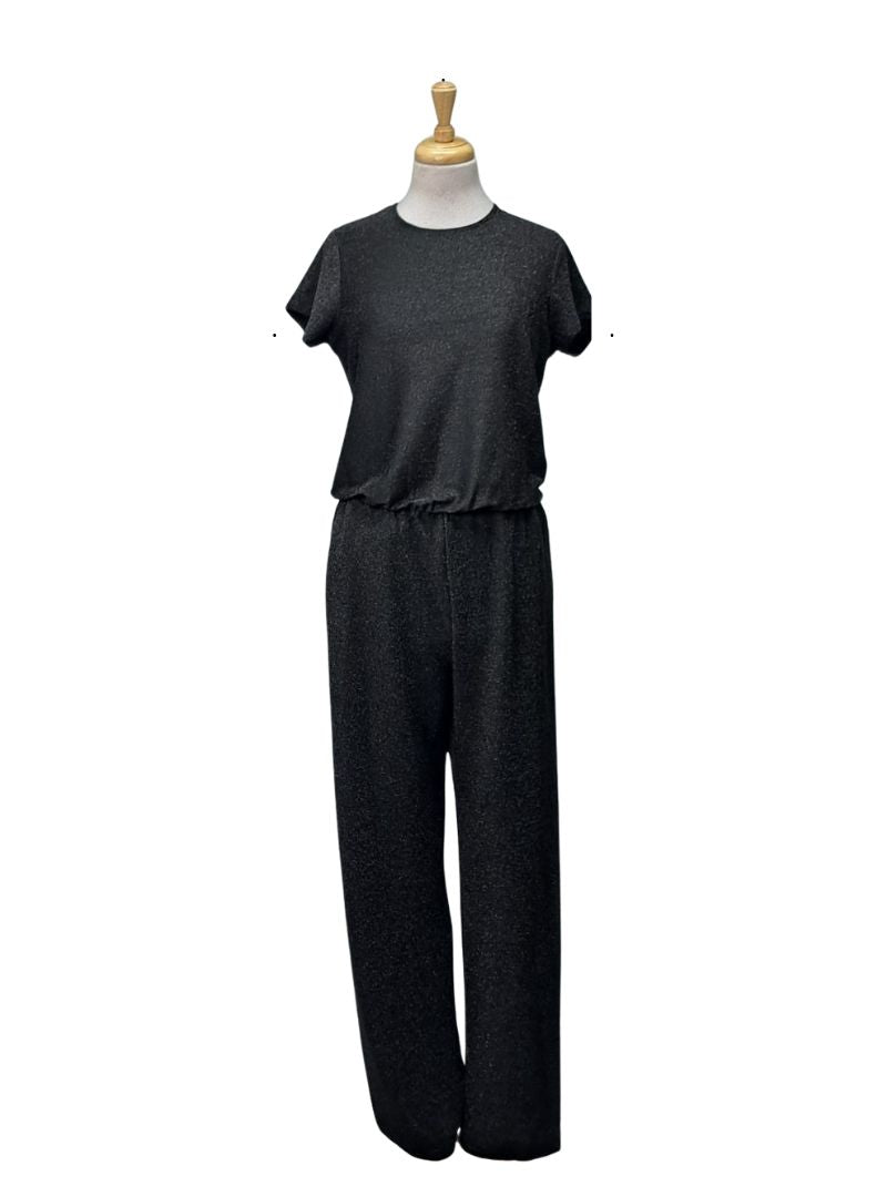 Ada Gatti Ladies Glitter Sleeveless Jumpsuit - Black