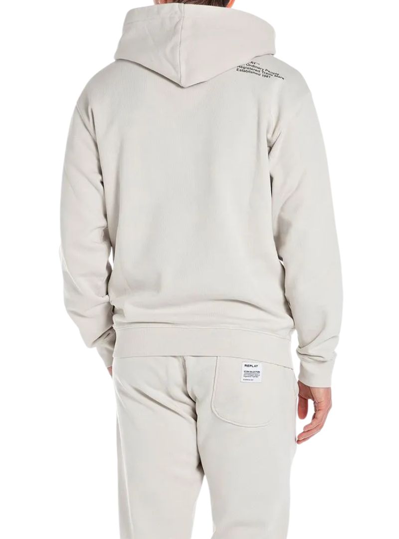 Replay Mens Hooded Fleece Top - Beige