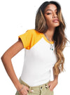 Asos Ladies Basic Top - White/Yellow