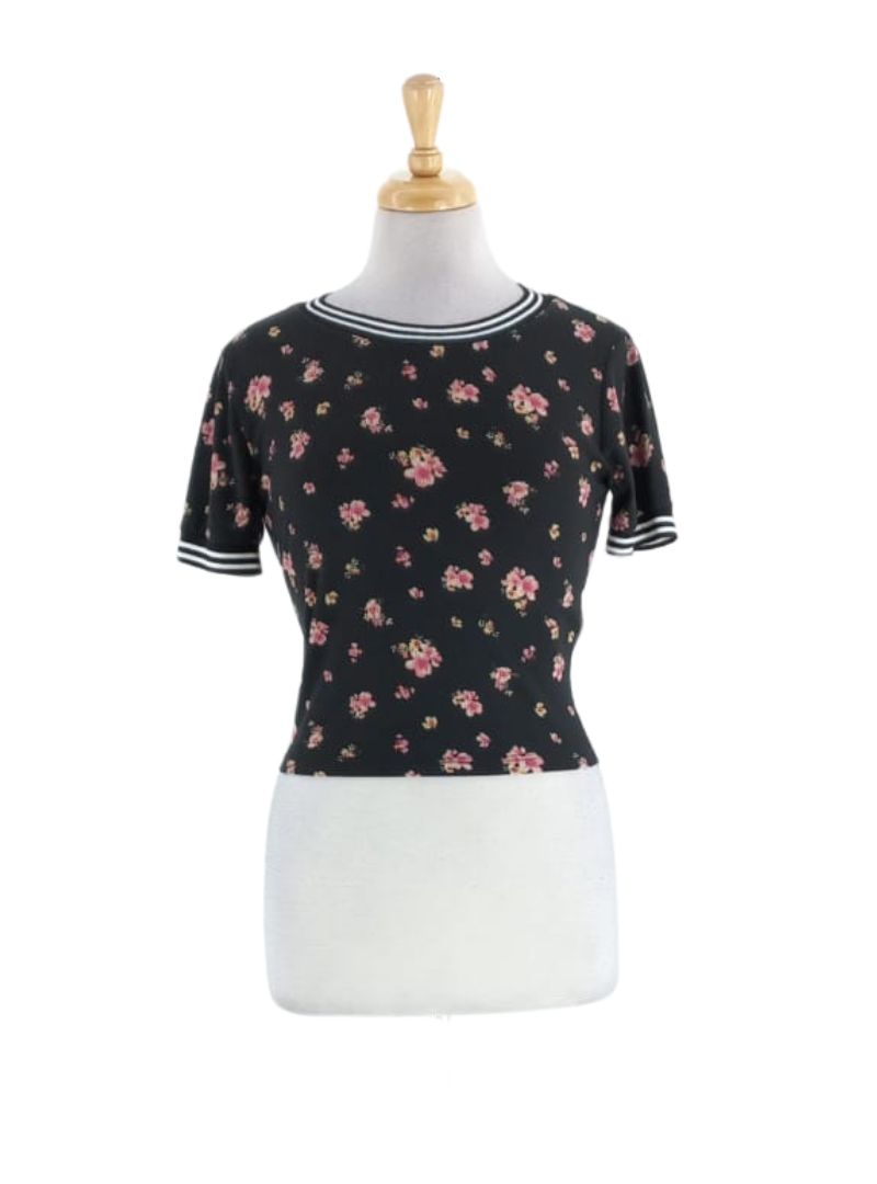 RIB TEXTURED FLORAL TOP