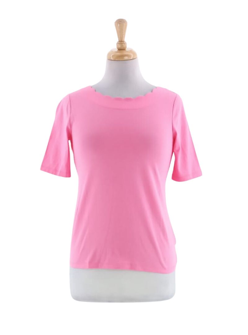 CURVED NECKLINE T-SHIRT