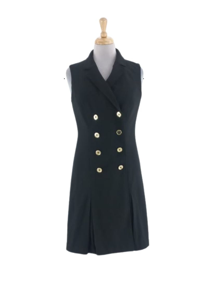 SLEEVELESS BUTTONED PLEATED DRESS