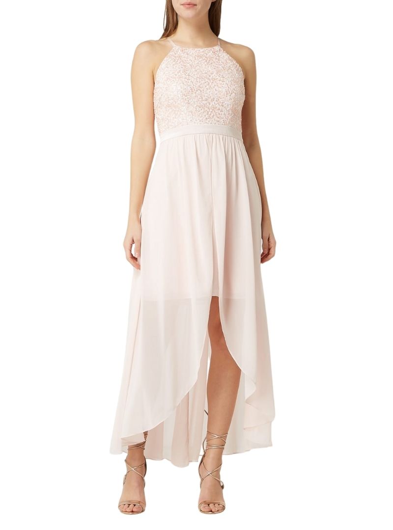 HIGH LOW LACE DETAILED DRESS