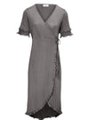 RUFFLE DETAILED WRAP DRESS