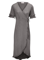 RUFFLE DETAILED WRAP DRESS