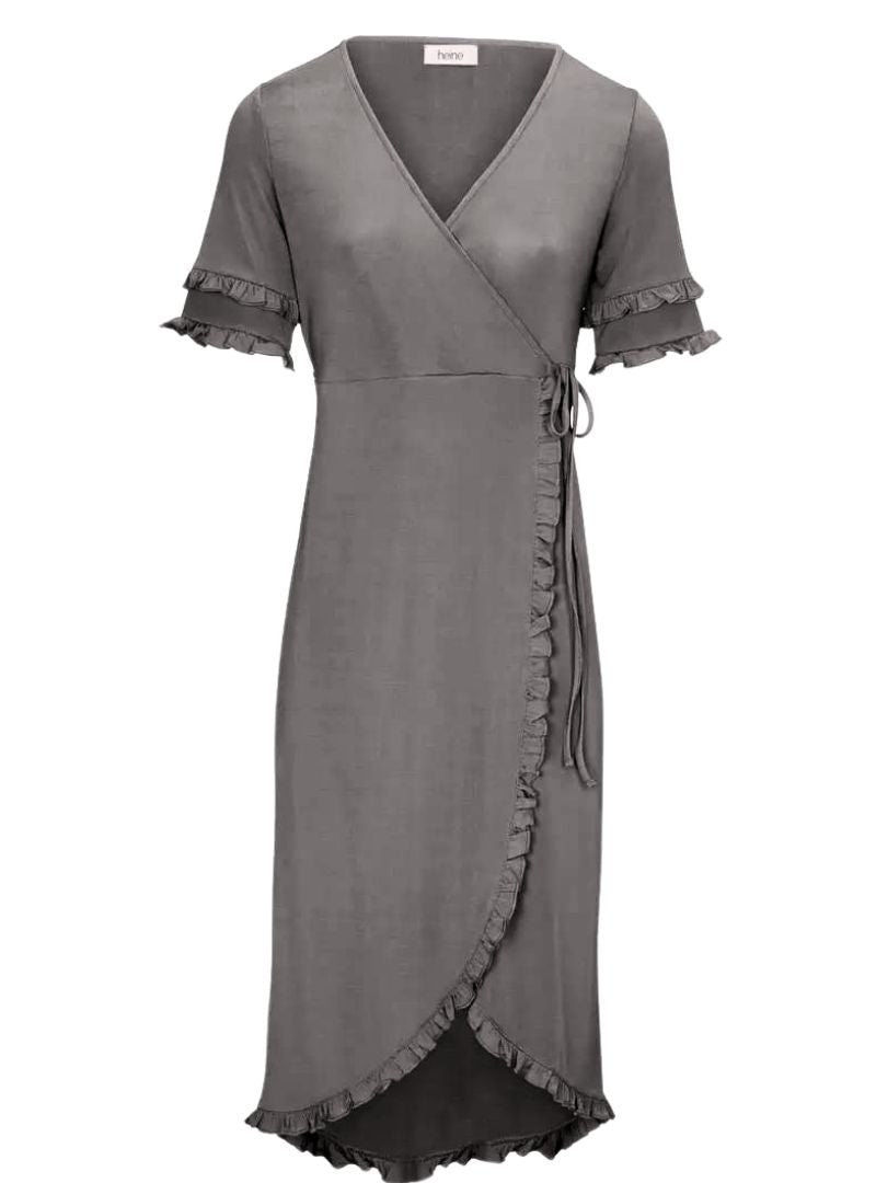 RUFFLE DETAILED WRAP DRESS