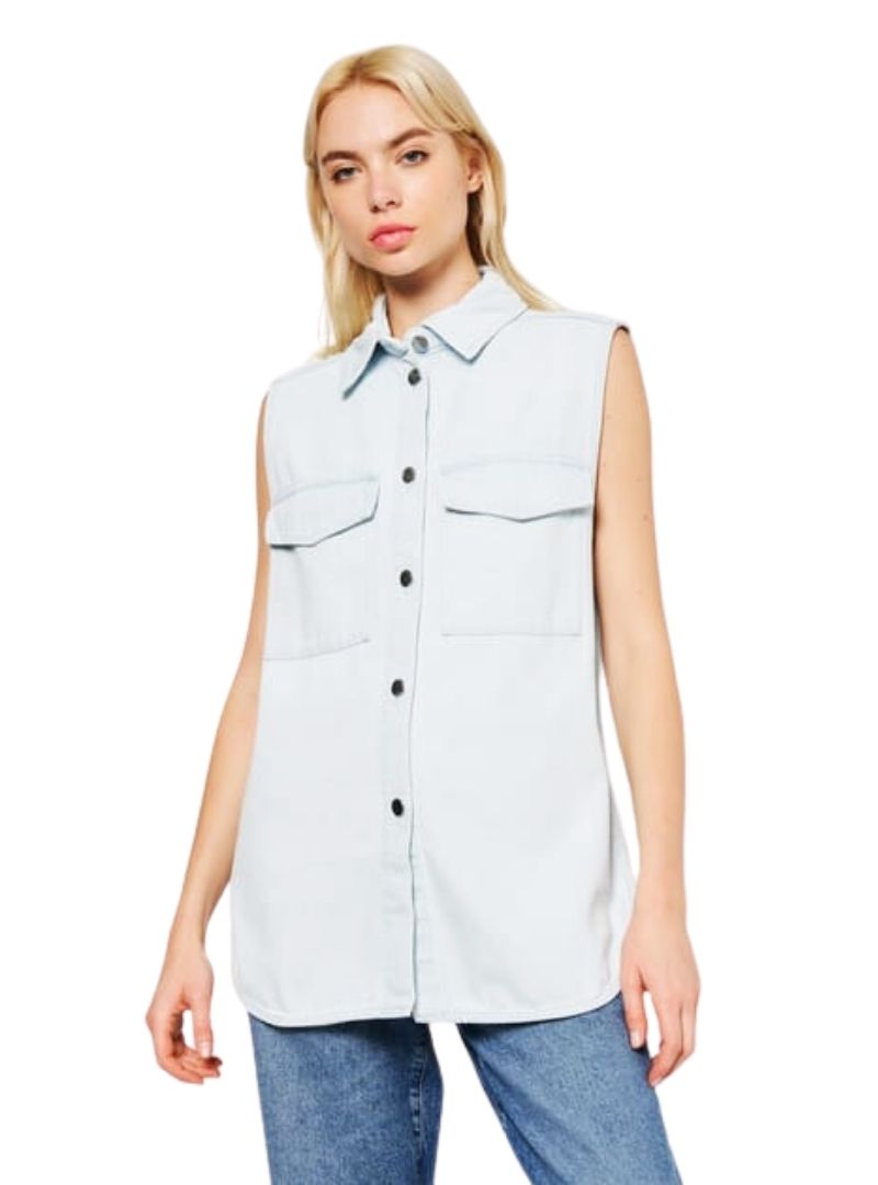 SLEEVELESS DENIM SHIRT