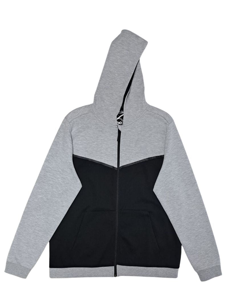 Crivit Mens Hooded Zip Up Fleece Top - Grey/Black