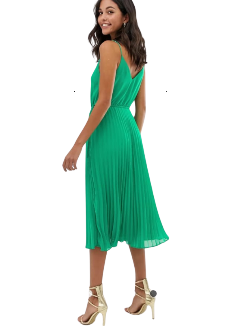 Asos Design Ladies Pleated Dress - Green