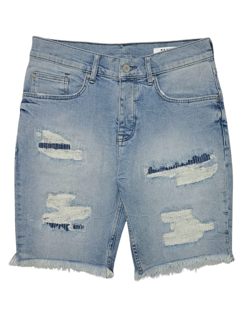 Review Mens Detailed Denim Shorts - Blue
