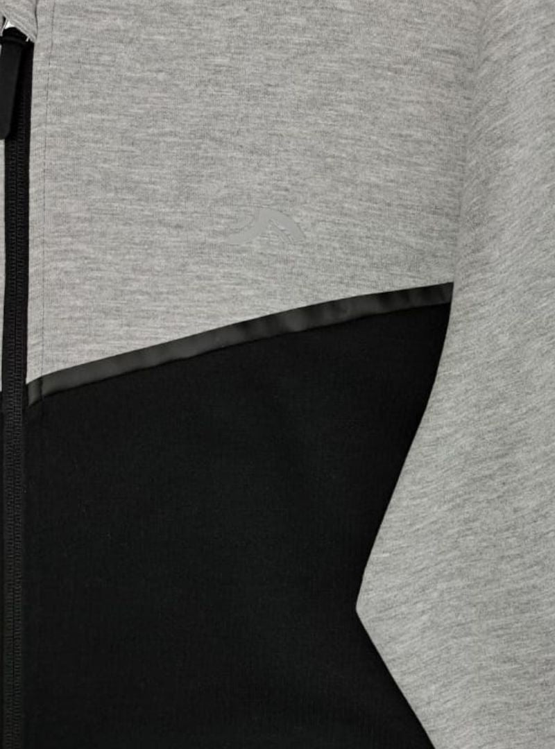 Crivit Mens Hooded Zip Up Fleece Top - Grey/Black