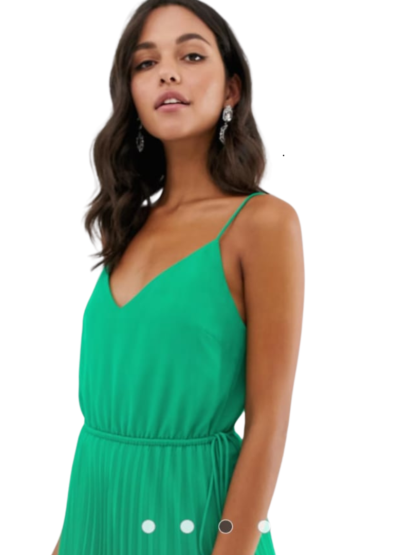 Asos Design Ladies Pleated Dress - Green