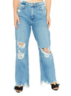 Cropp Ladies Wide Legs Ripped Denim - Blue