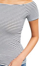 STRIPED TEXTURED OFF THE SHOULDER TOP