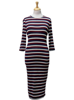 Inside Ladies Striped Glitter Dress - Red/Navy/White