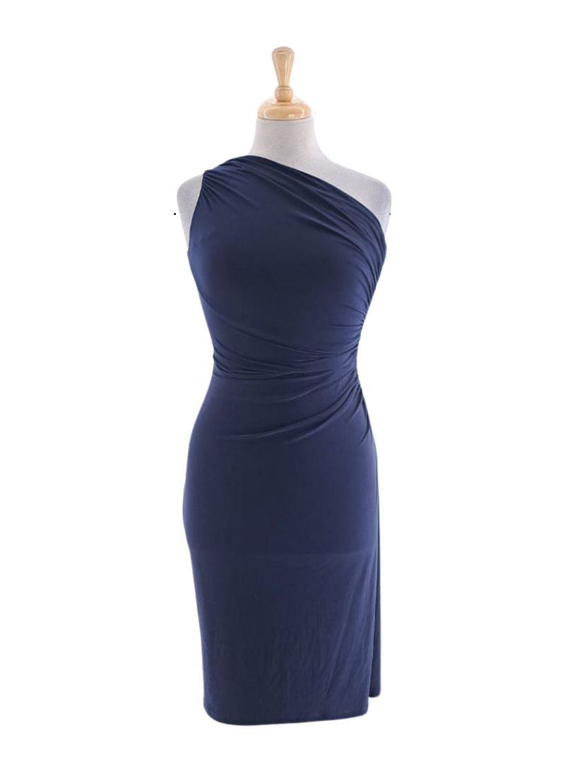 RUCHED FITTED ONE SHOULDER DRESS