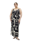 Vero Moda Ladies Curve Easy Joy Slit Maxi Dress - Beige/Black