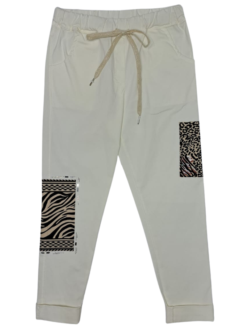 Made In Italy Ladies Eva Pants - Cream/White