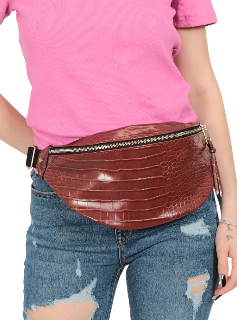 S.oliver Pleather Textured  Waist Bag - Brown