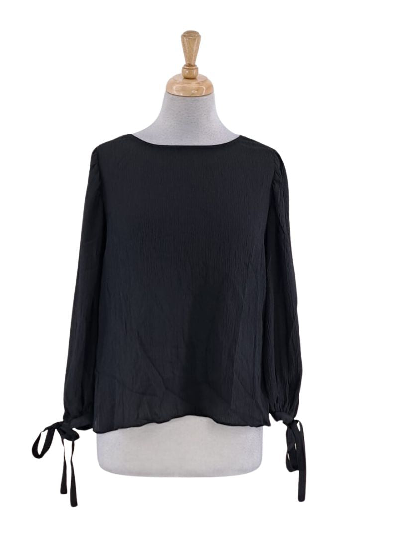 PUFF SLEEVE TIE LONG SLEEVE BLOUSE