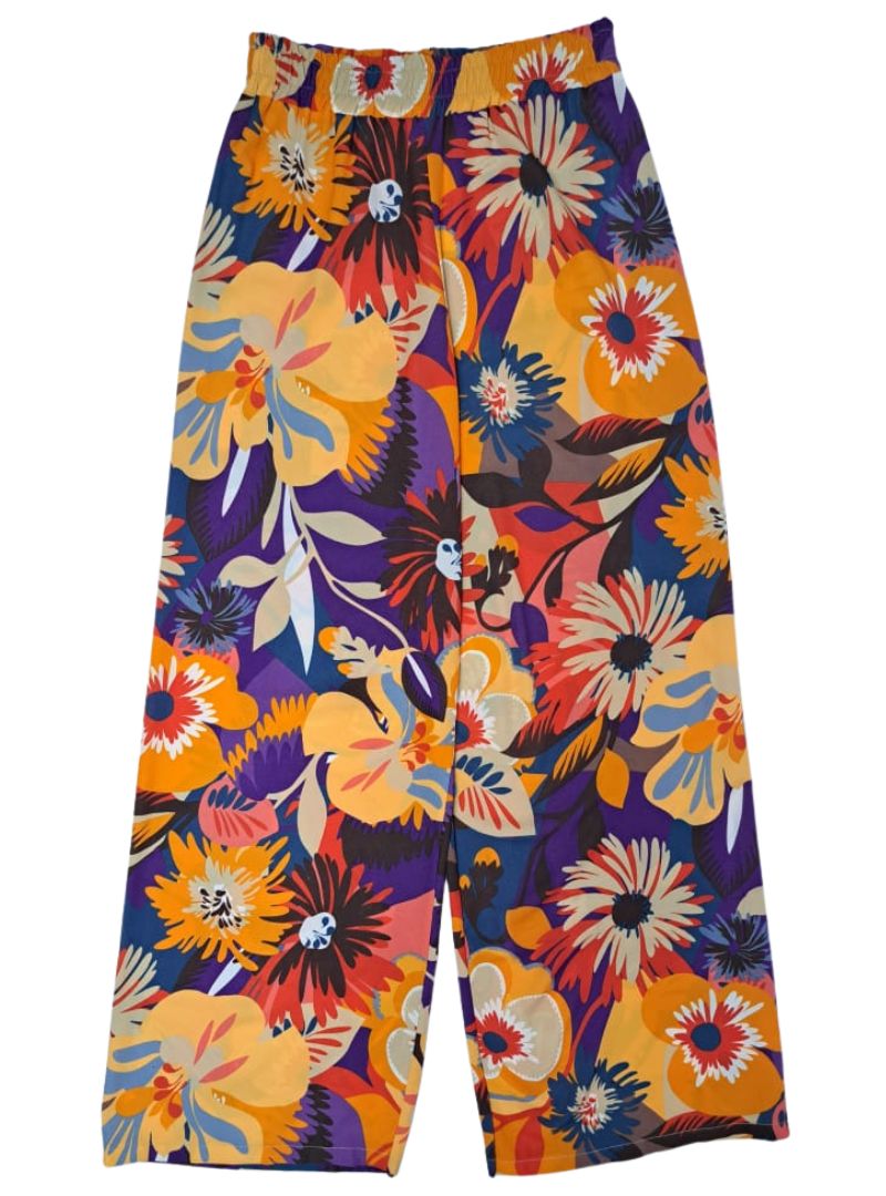 Inside Ladies Floral Detail Pants - Orange/ Purple/Red