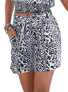 Vivance Ladies Detail Print Shorts - Black/White