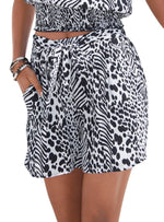 Vivance Ladies Detail Print Shorts - Black/White