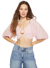 Forever 21 Ladies Eyelet O-Ring Smocked Crop Top - Pink