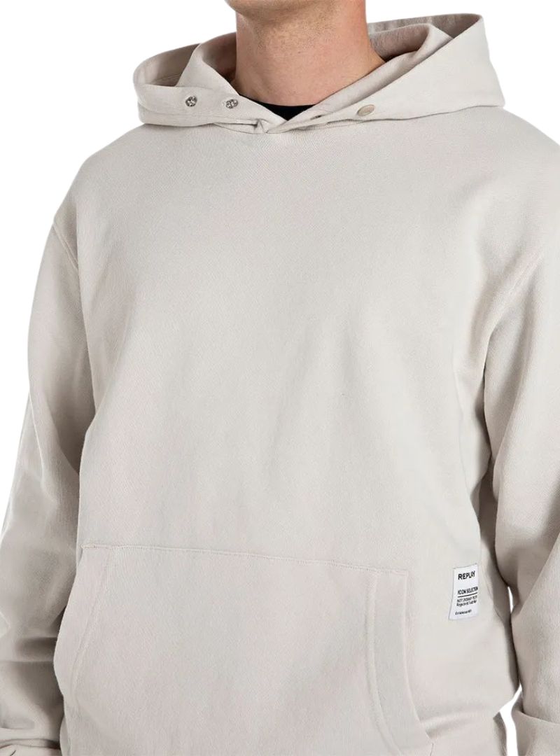 Replay Mens Hooded Fleece Top - Beige