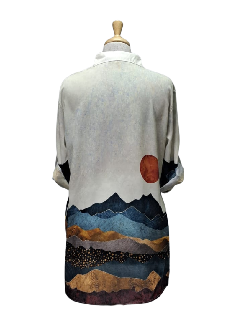 Fulushou Ladies Detailed Buttoned shirt - White/Navy