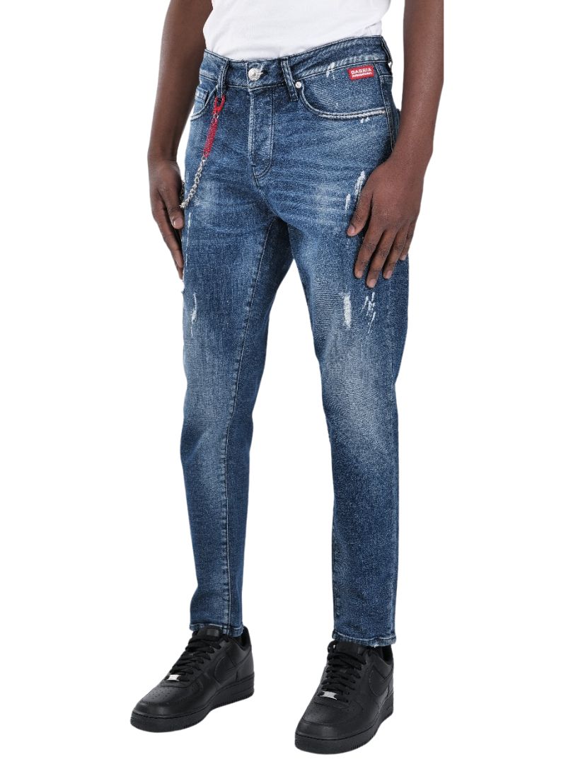 Gabbia Denim Mens Detailed Jeans - Blue