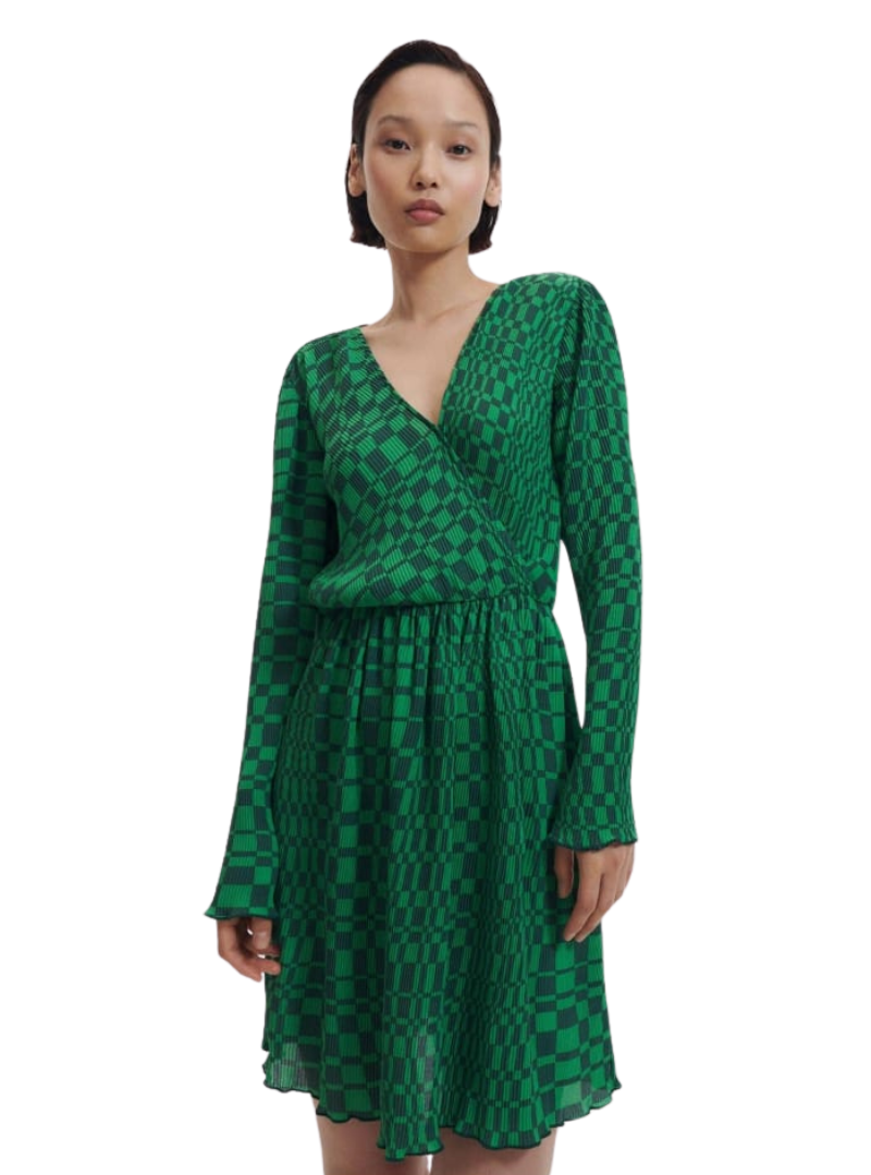Reserved Ladies Check Pleated Dress - Green