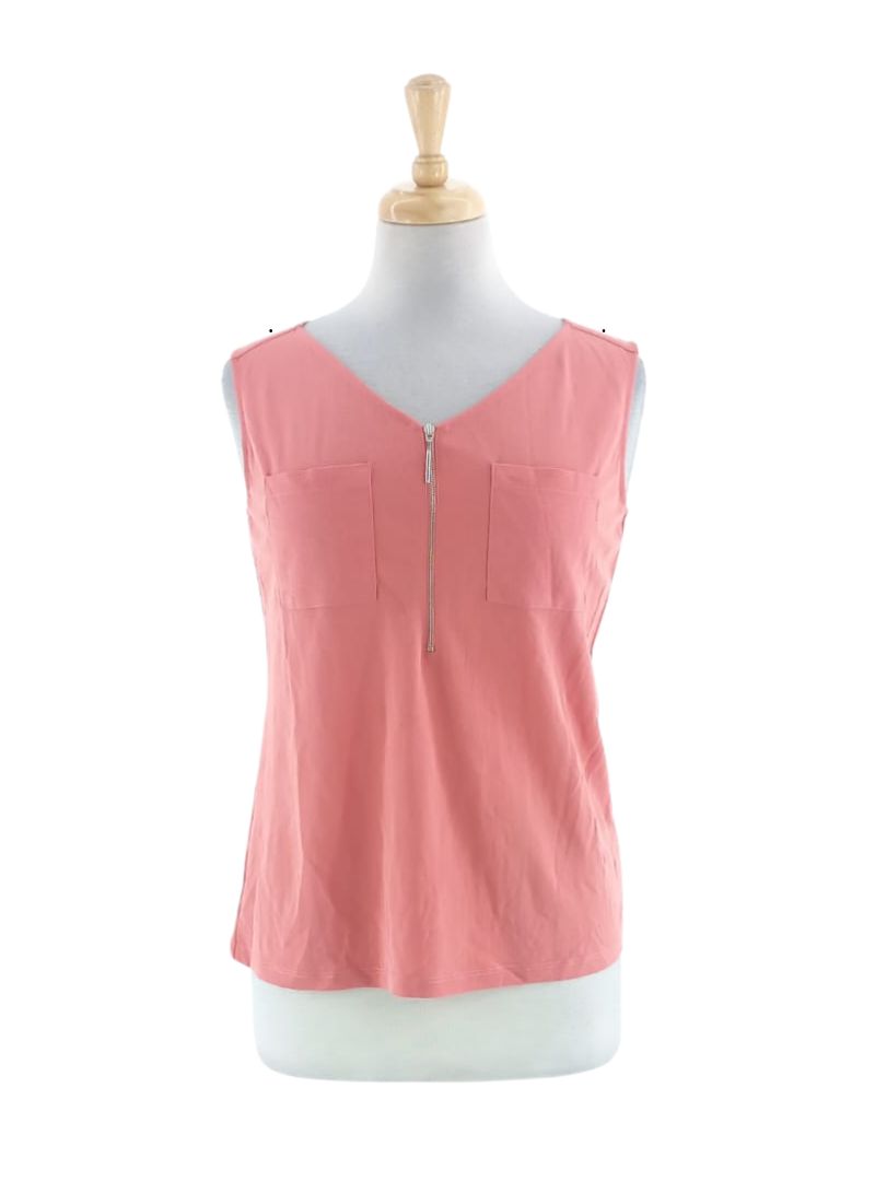 ZIPPER DETAIL SLEEVELESS BLOUSE