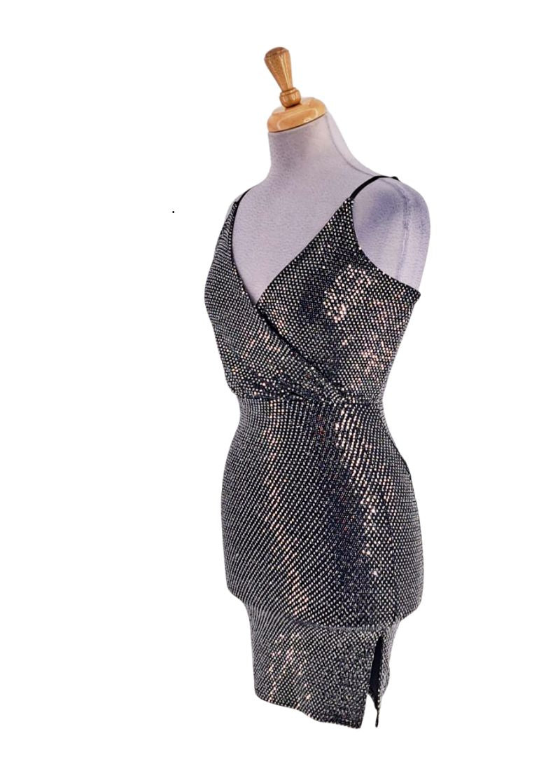 EMBELLISHED SPAGHETTI STRAP MINI DRESS