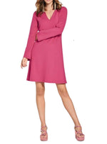 FLEECE V-NECK LONG SLEEVE DRESS