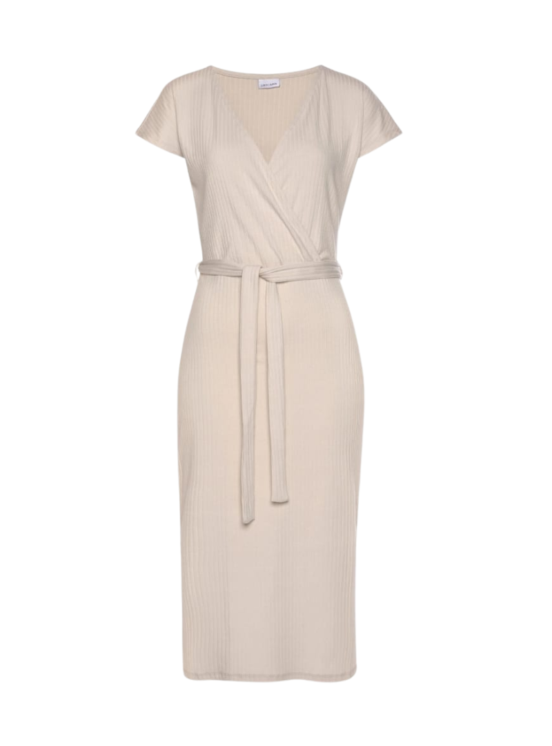 Lascana Ladies Ribbed Dress - Cream