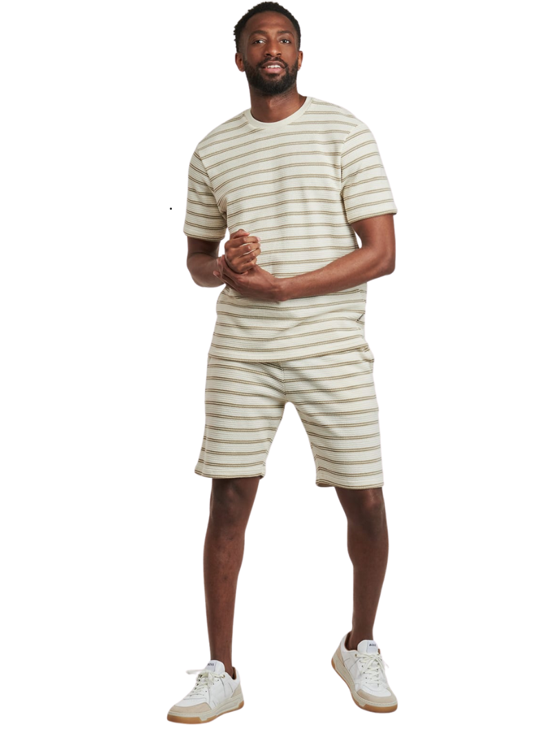 Only & Sons Mens Knitted Shorts - Striped Beige