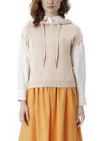 DRAW STRING HOODED KNIT TOP